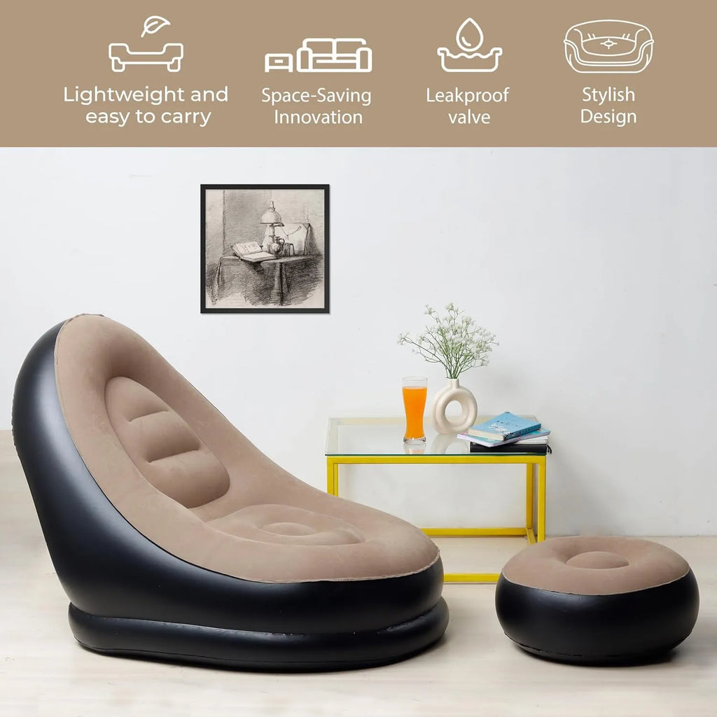 Inflatable Sofa with Footrest With  Free Electric Inflator