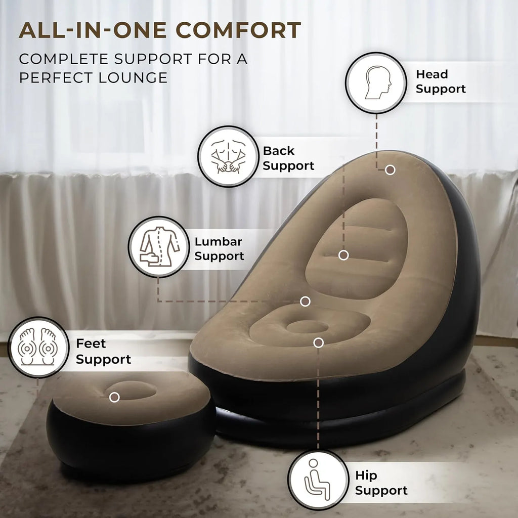 Inflatable Sofa with Footrest With  Free Electric Inflator