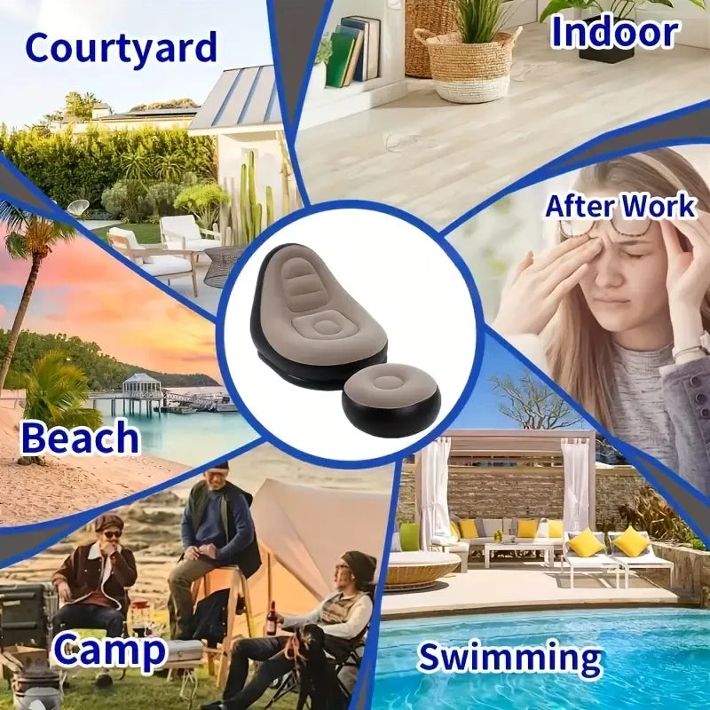 Inflatable Sofa with Footrest With  Free Electric Inflator