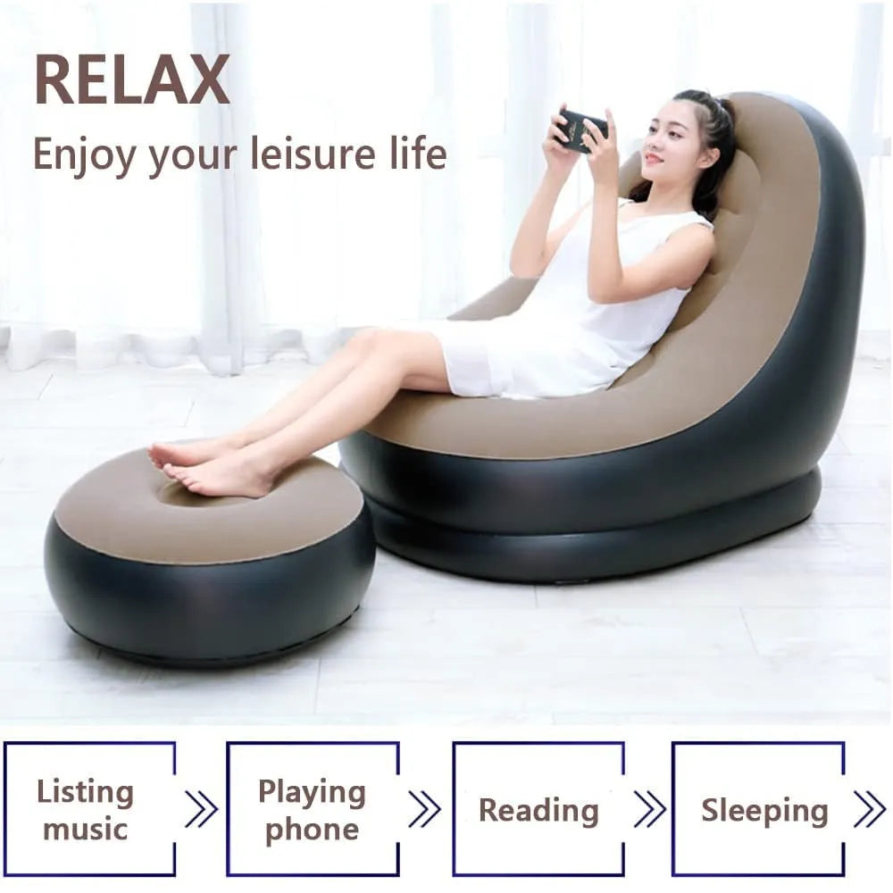 Inflatable Sofa with Footrest With  Free Electric Inflator
