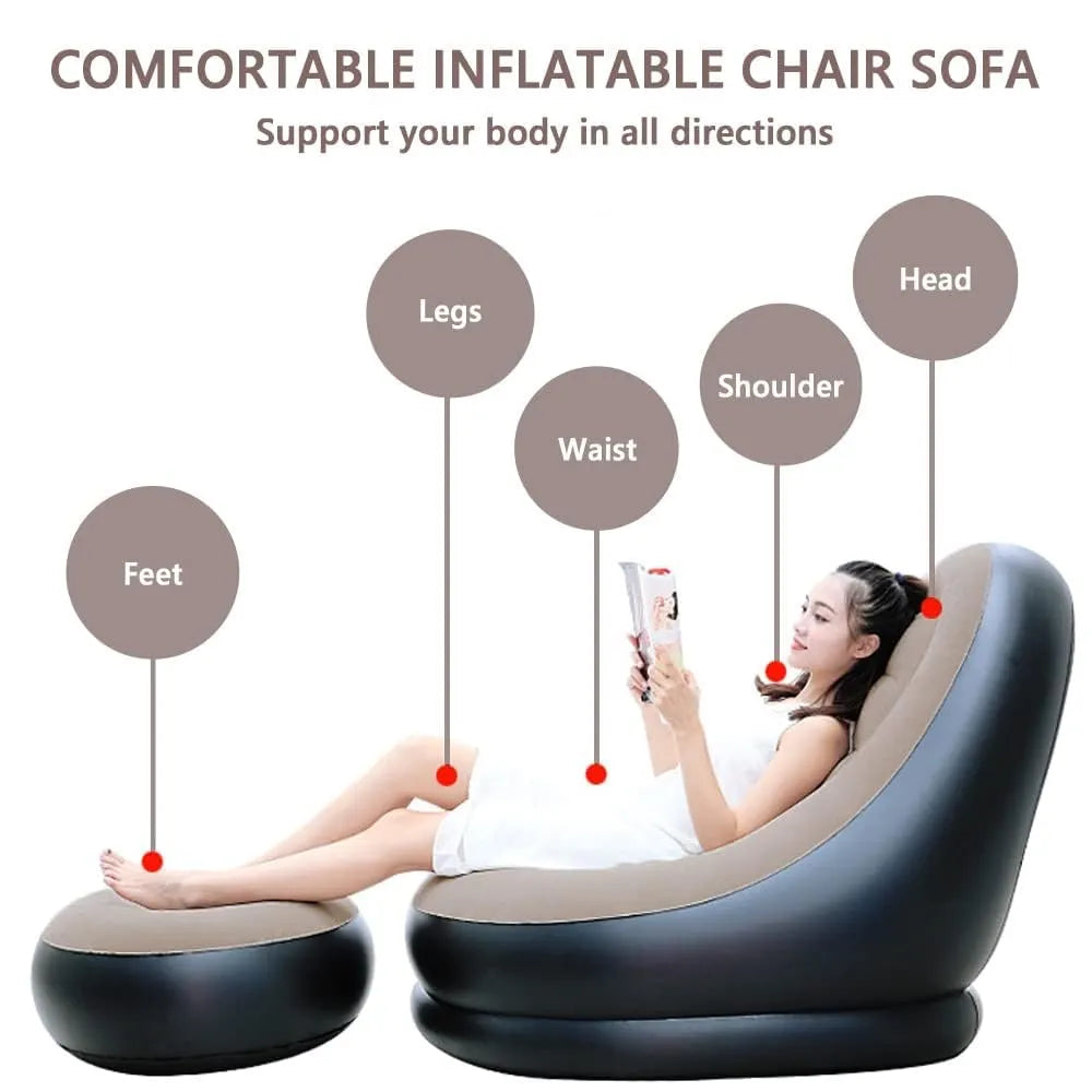 Inflatable Sofa with Footrest With  Free Electric Inflator